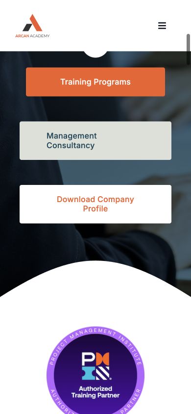 Arcan Academy selected mobile website screenshot