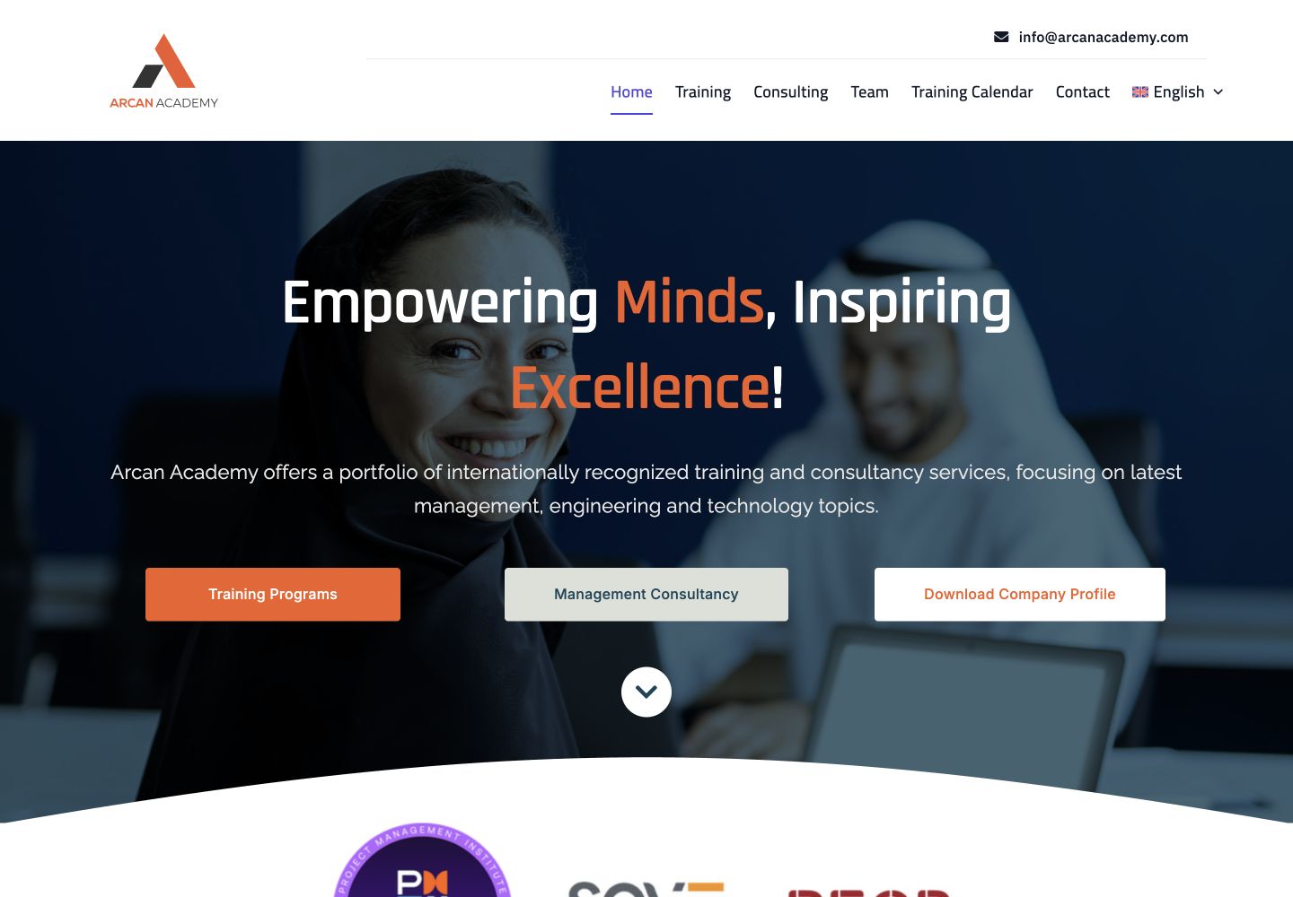 Arcan Academy website preview