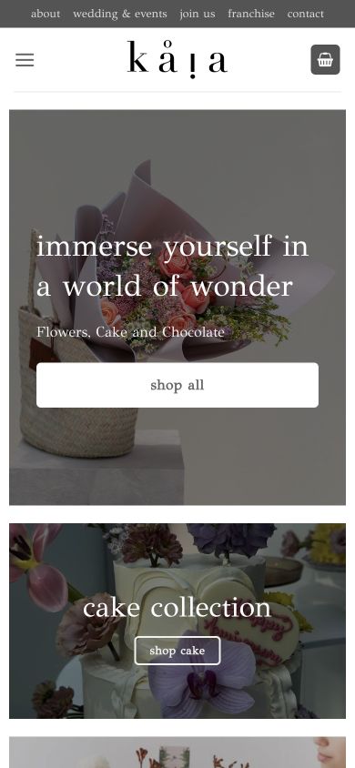 Kaia Flowers selected mobile website screenshot