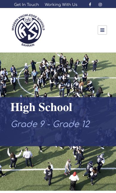 Modern Knowledge Schools selected mobile website screenshot