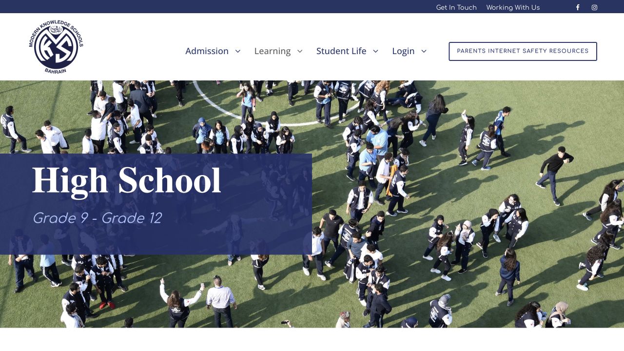 Modern Knowledge Schools high school website screenshot